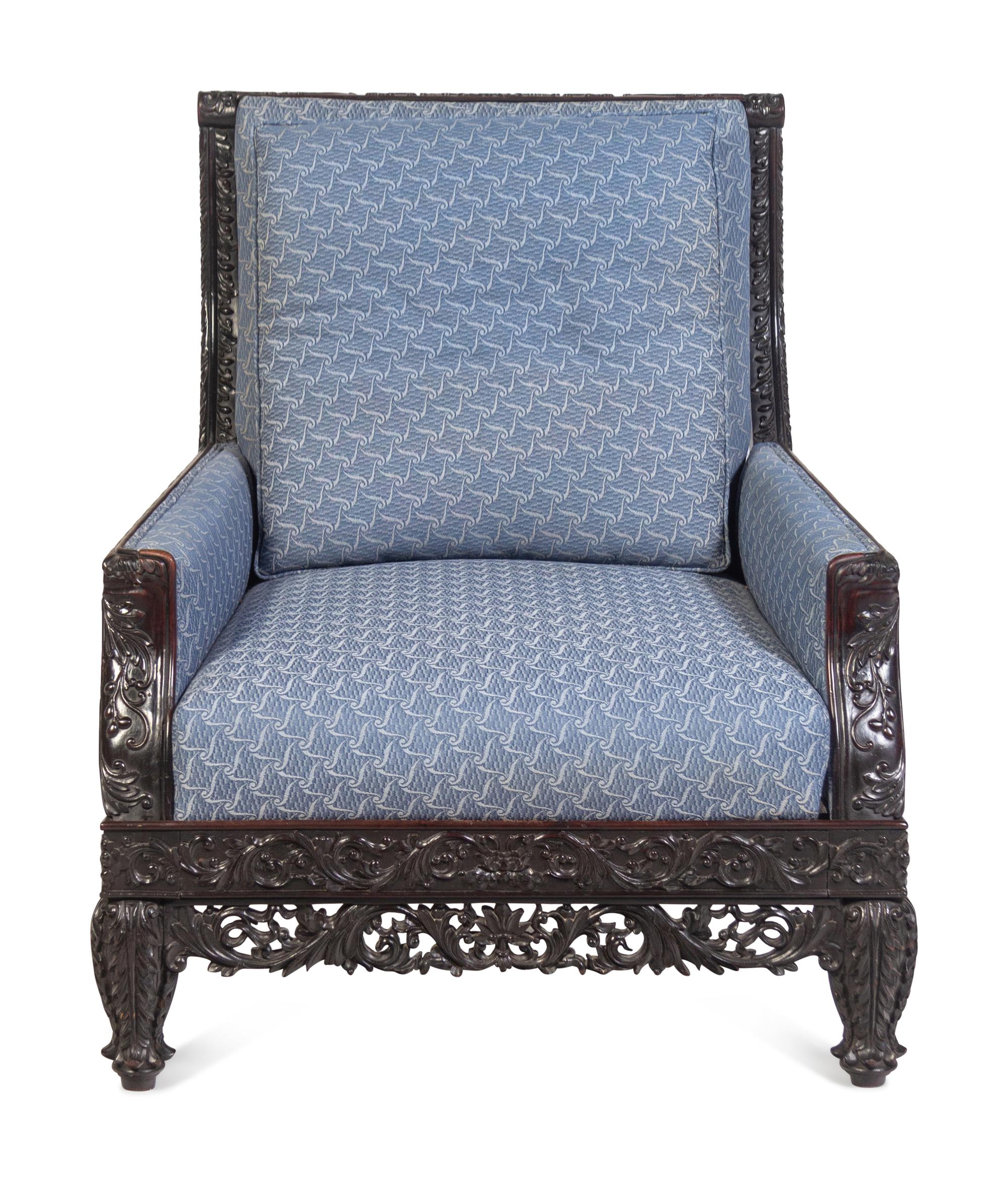 A Chinese Carved Hardwood Armchair