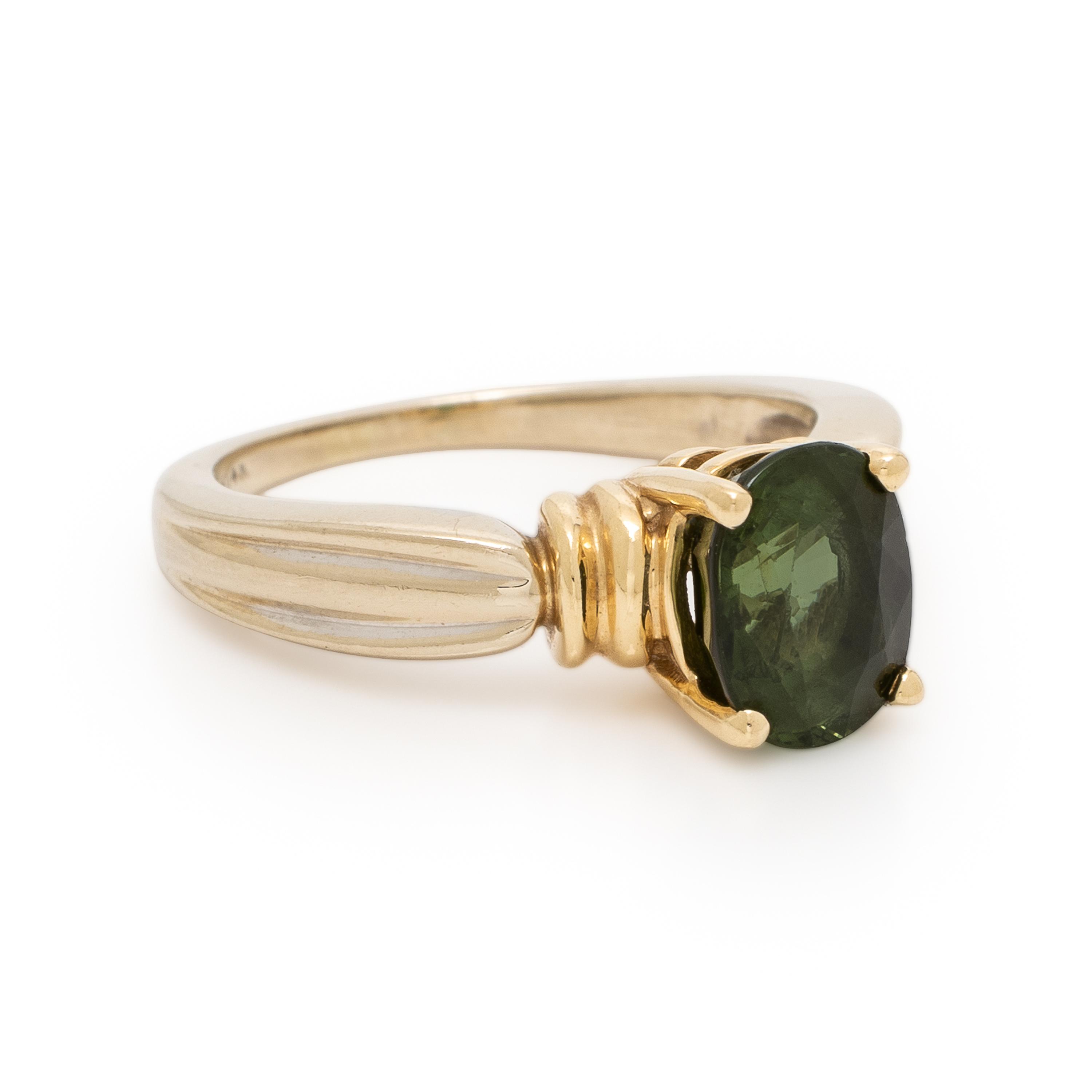 Green Tourmaline and Bicolor Gold Ring