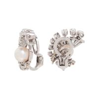 CULTURED PEARL AND DIAMOND CLIP EARRINGS