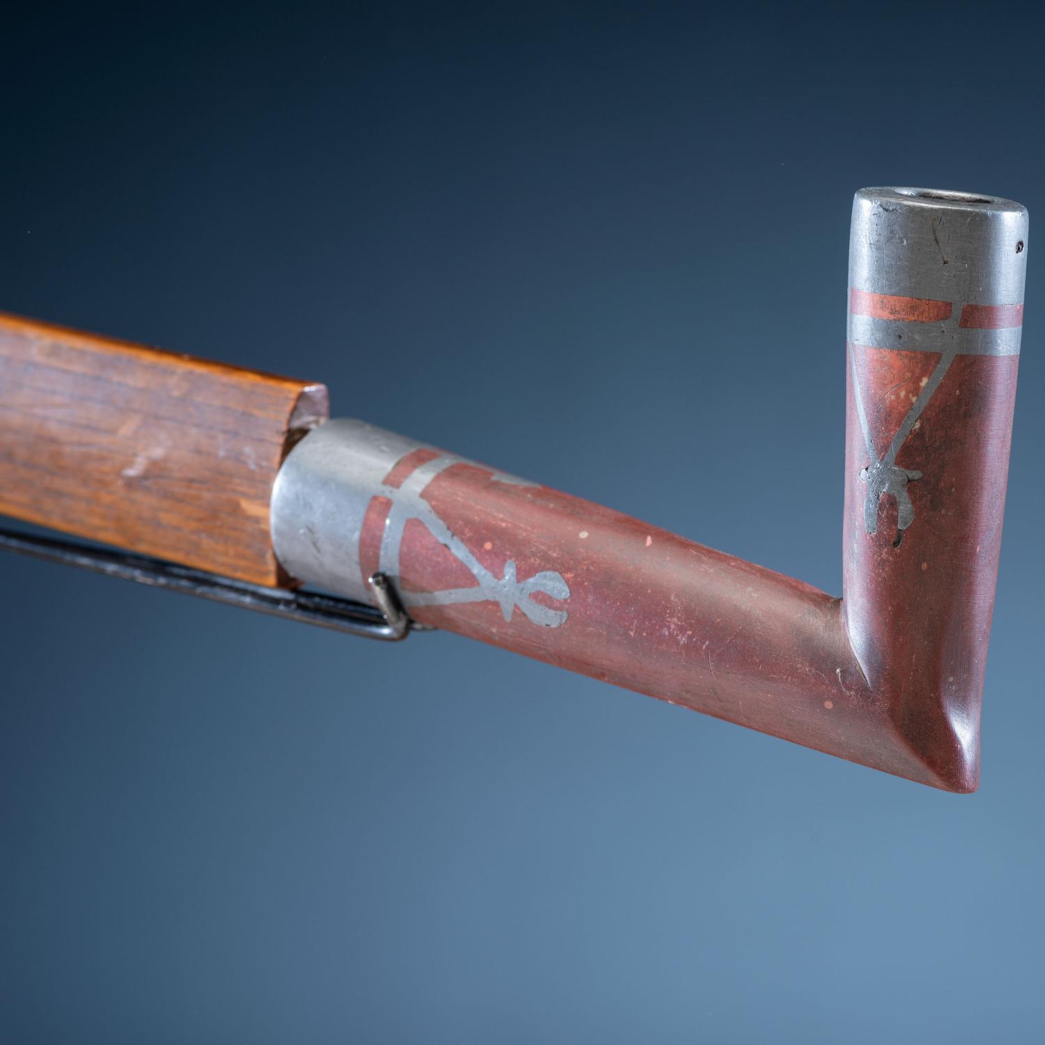 Sioux Quilled Pipe Stem, with Inlaid Catlinite Bowl