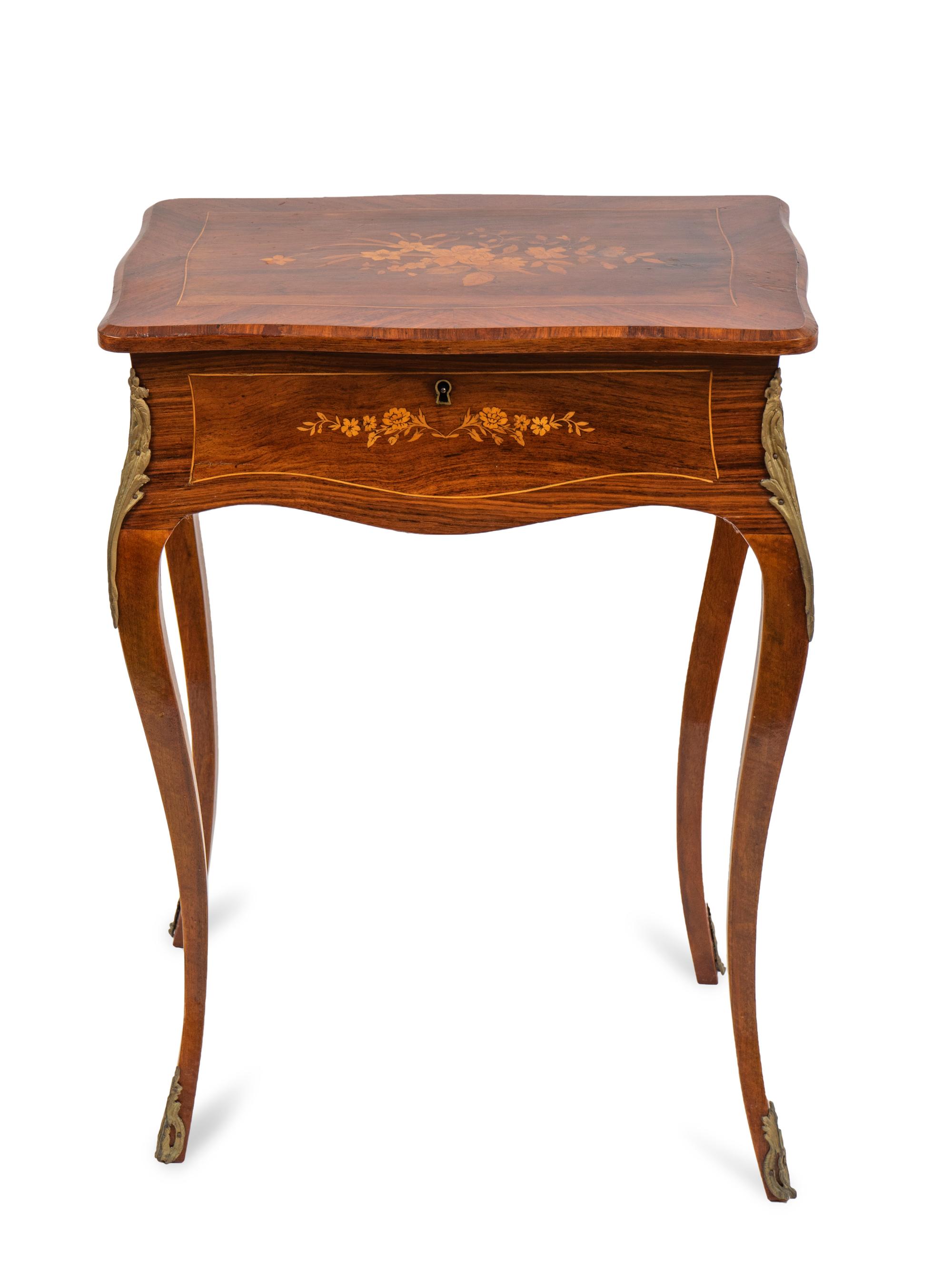 A Napoleon III Style Marquetry Lift-Top Table — EARLY 20TH CENTURY