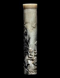A Carved Black and White Jade Parfumier