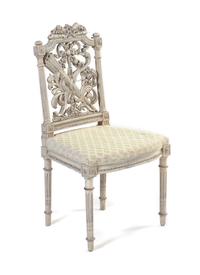A Louis XVI Style Painted Side Chair, Height 37 inches.