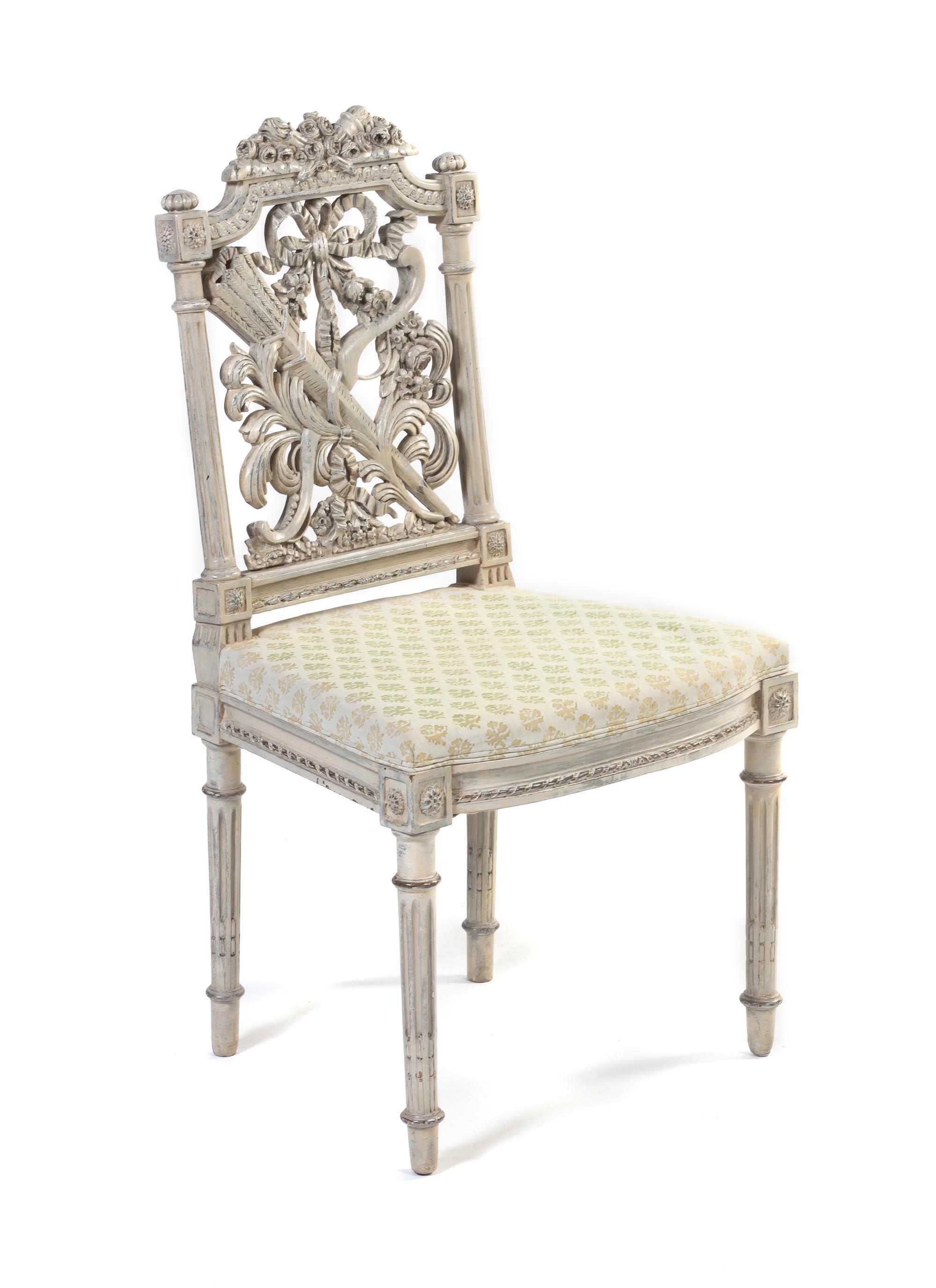 A Louis XVI Style Painted Side Chair, Height 37 inches.