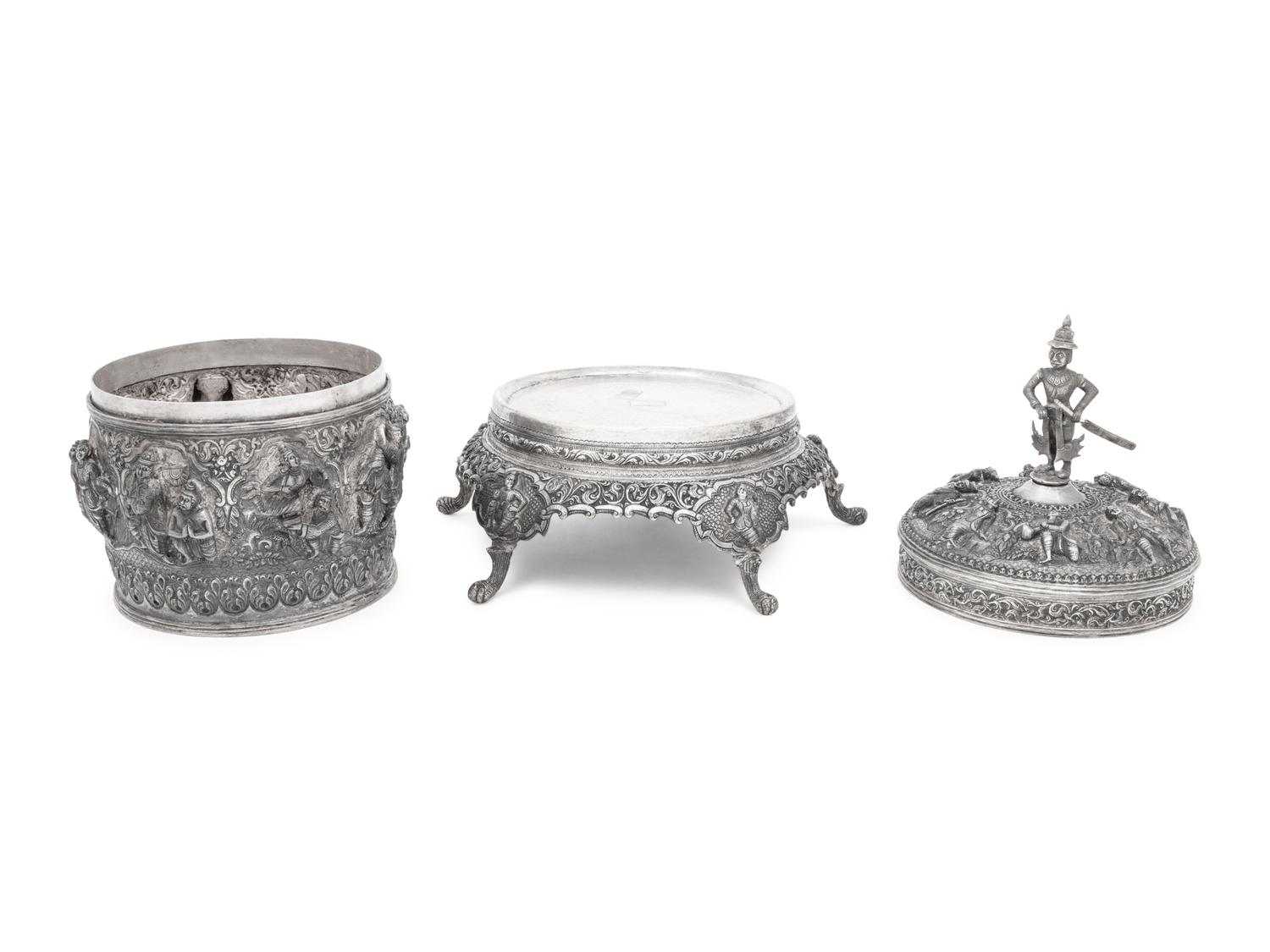 A Southeast Asian Silver Covered Jar on Stand