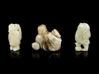 Three Chinese Celadon Jade Figural Groups