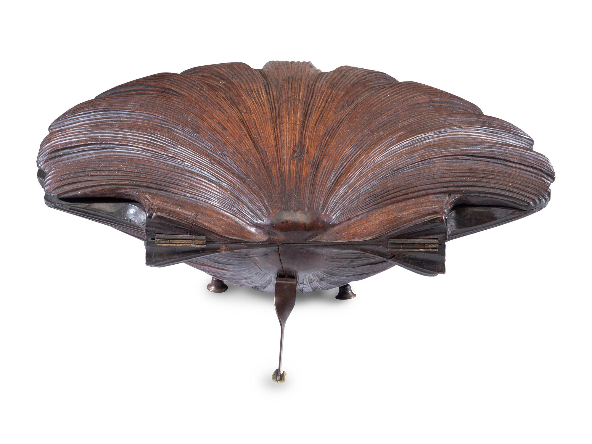 A Carved Walnut Shell Box