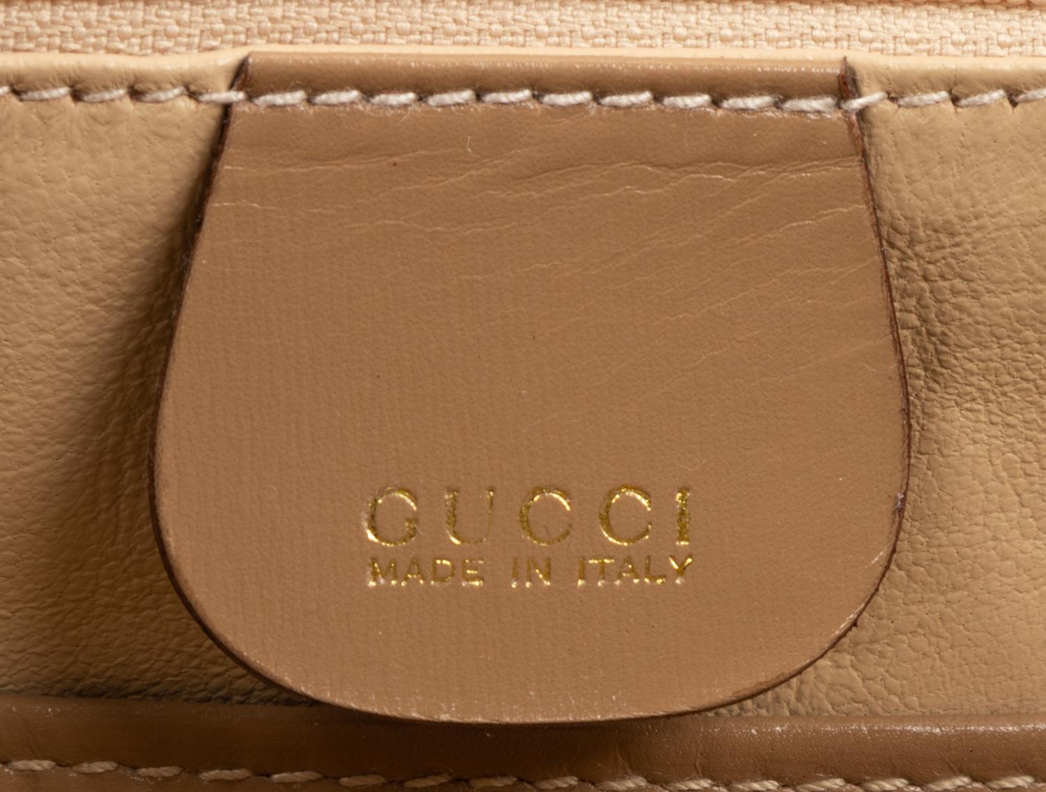 Gucci Beige Leather Handbag with Bamboo Handle
