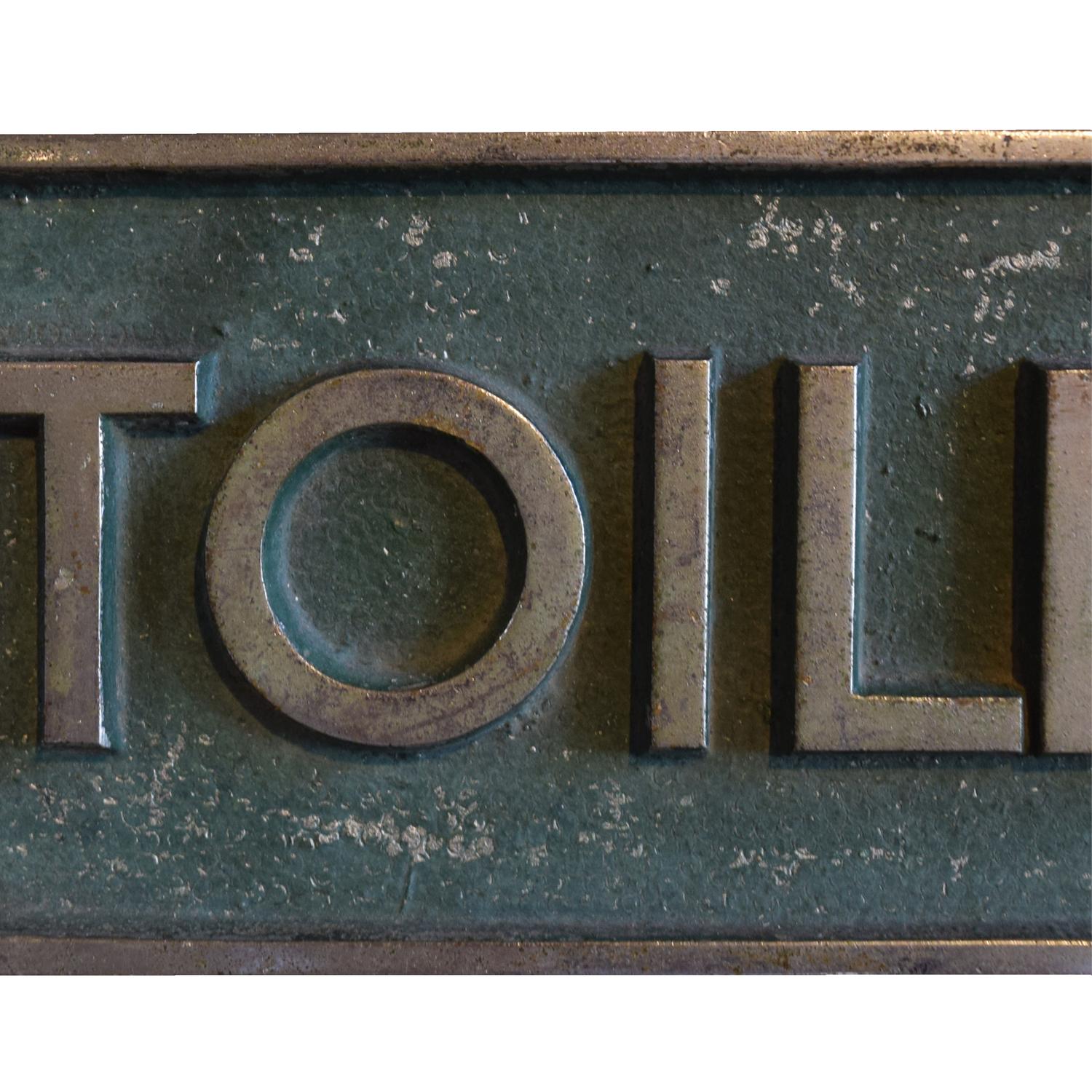 A Pair of Cast Brass and Chrome Toilete Signs 15.5" W x 3" H — Argentina, Early 20th Century