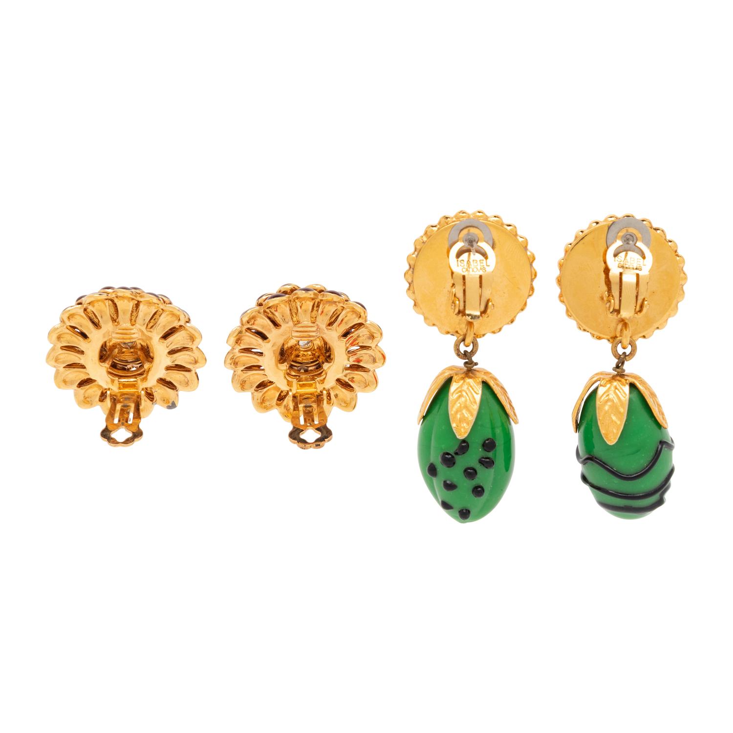 Judith Leiber & Isabel Canovas, Two Pairs of Ear Clips