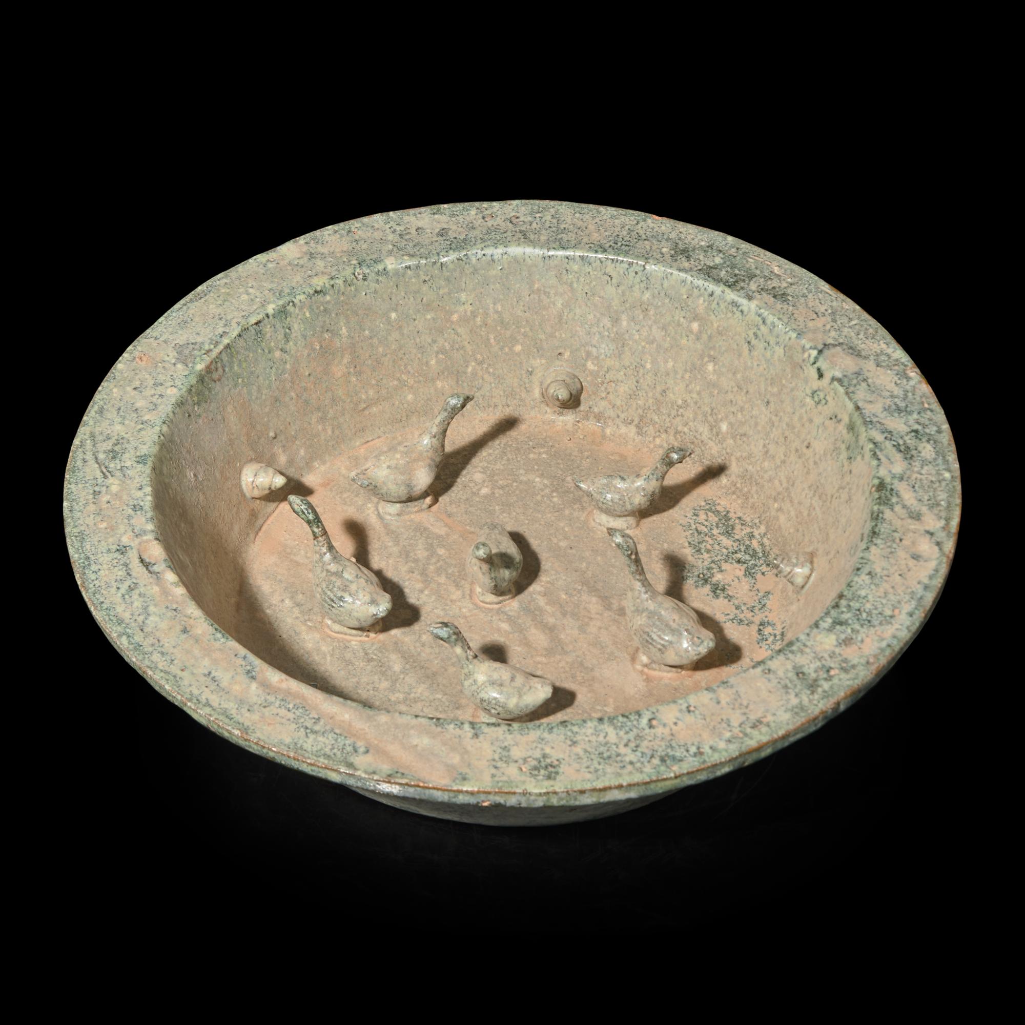 A Chinese Pottery Well and Goose Pan, Possibly Han Dynasty 或為漢 陶井及陶禽鳥盆