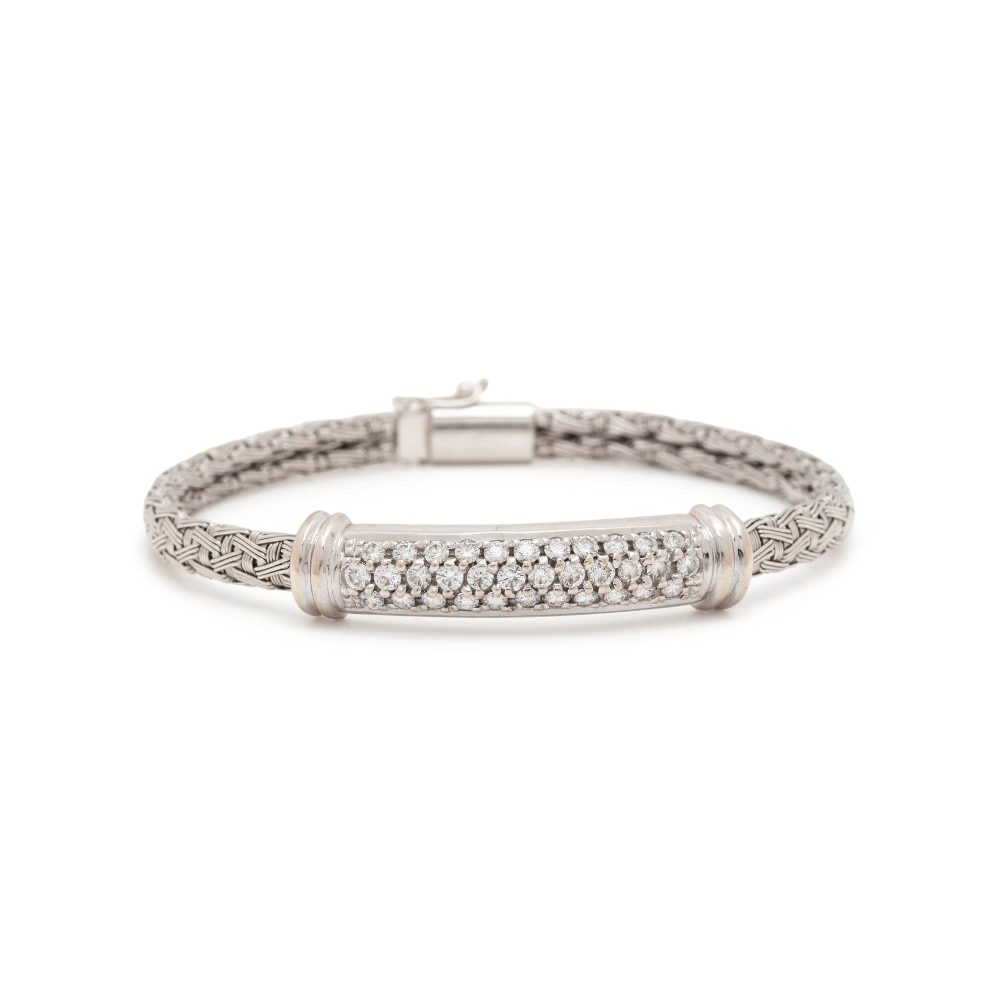 ROBERTO COIN, WHITE GOLD AND DIAMOND 'WOVEN SILK' BRACELET