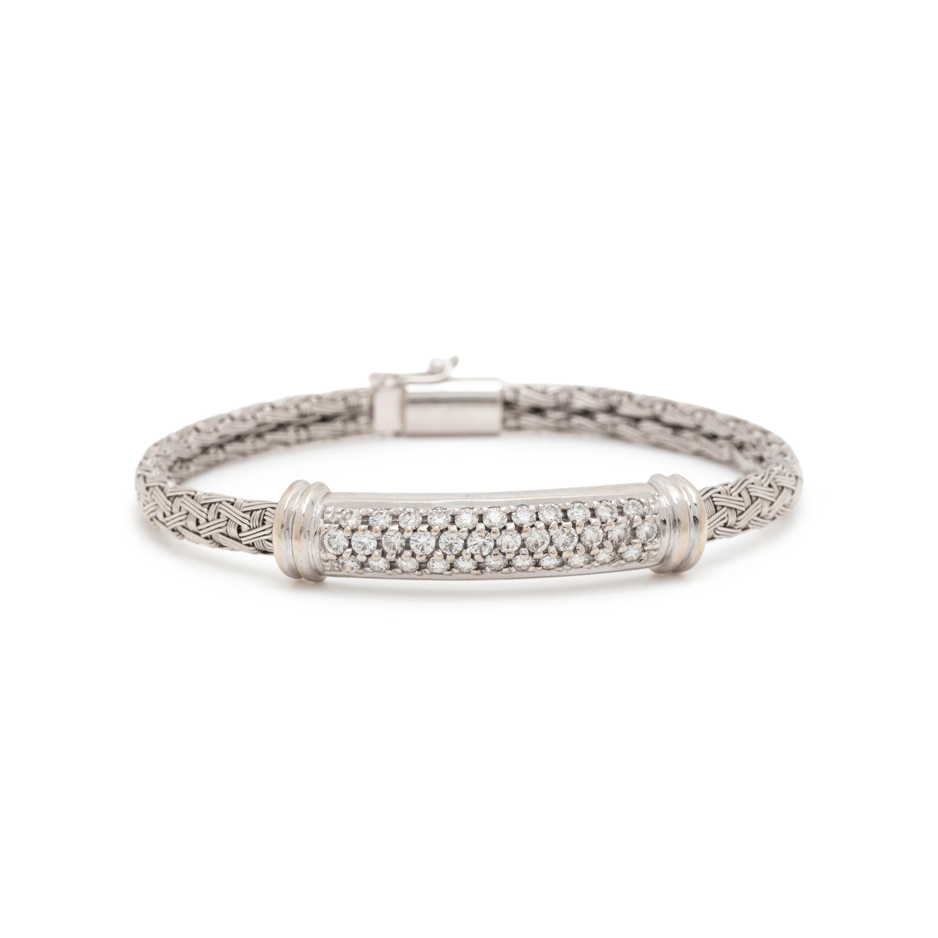 ROBERTO COIN, WHITE GOLD AND DIAMOND 'WOVEN SILK' BRACELET