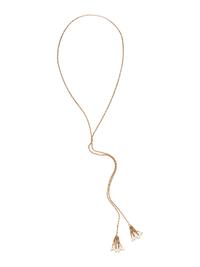 YELLOW GOLD AND CULTURED PEARL LARIAT NECKLACE