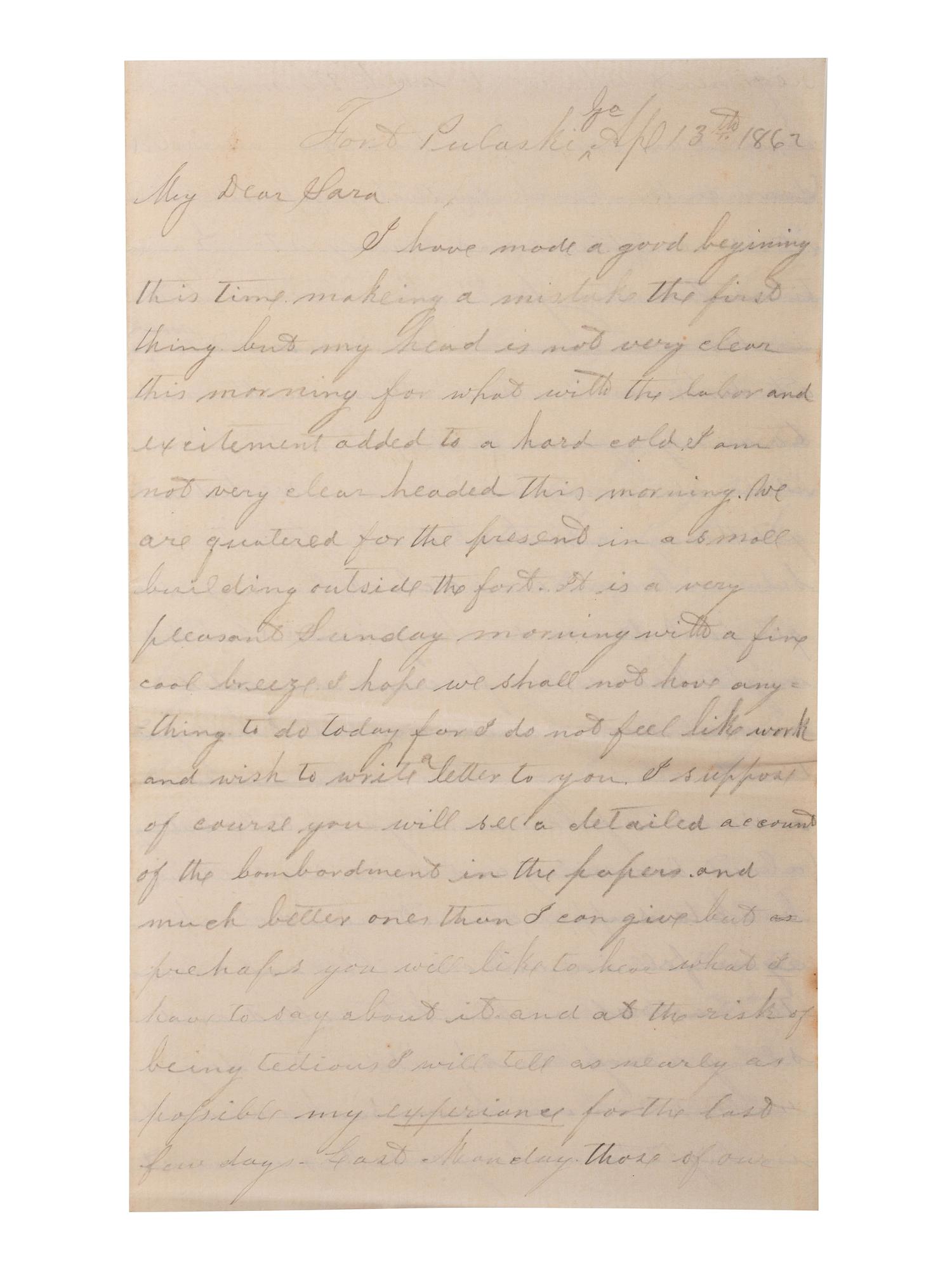 [CIVIL WAR]. War-date letters of Corporal Edwin J. Barden, 7th Regiment Connecticut Volunteer Infantry, combat soldier and later clerk at Headquarters Department of the South, Headquarters X Corps, and Headquarters US Army, Office of Chief Commissary.