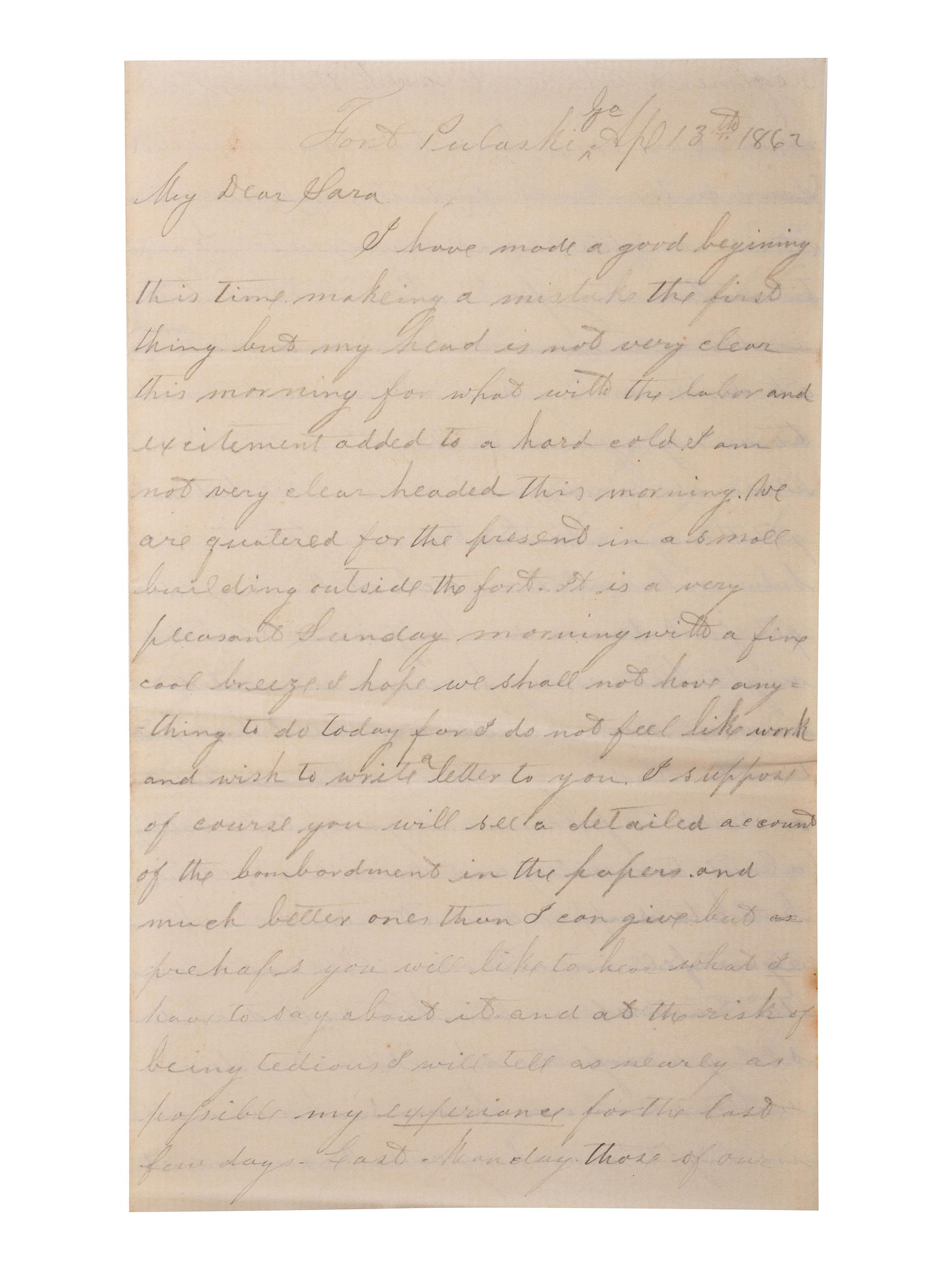 [CIVIL WAR]. War-date letters of Corporal Edwin J. Barden, 7th Regiment Connecticut Volunteer Infantry, combat soldier and later clerk at Headquarters Department of the South, Headquarters X Corps, and Headquarters US Army, Office of Chief Commissary.