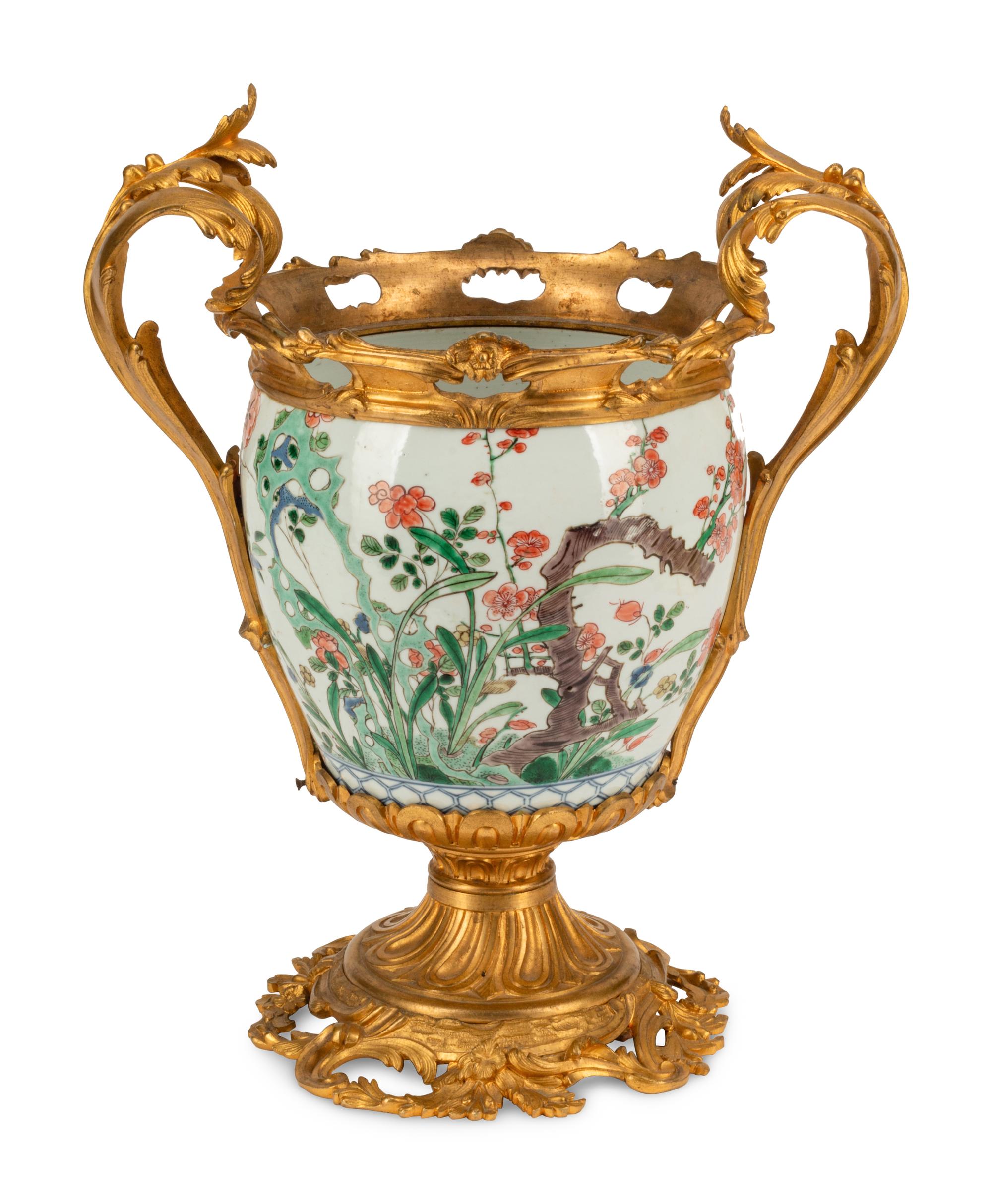 A Continental Gilt Bronze Mounted Chinese Porcelain Vase