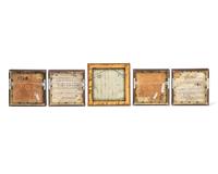 A Group of Five Framed Wedgwood William de Morgan Tiles