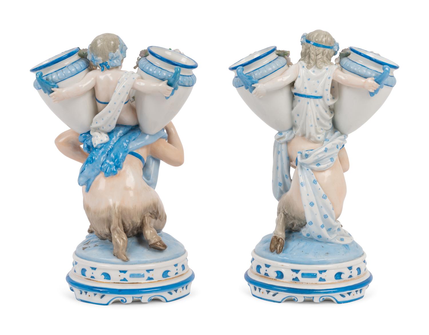 A Pair of German Porcelain Figural Vases