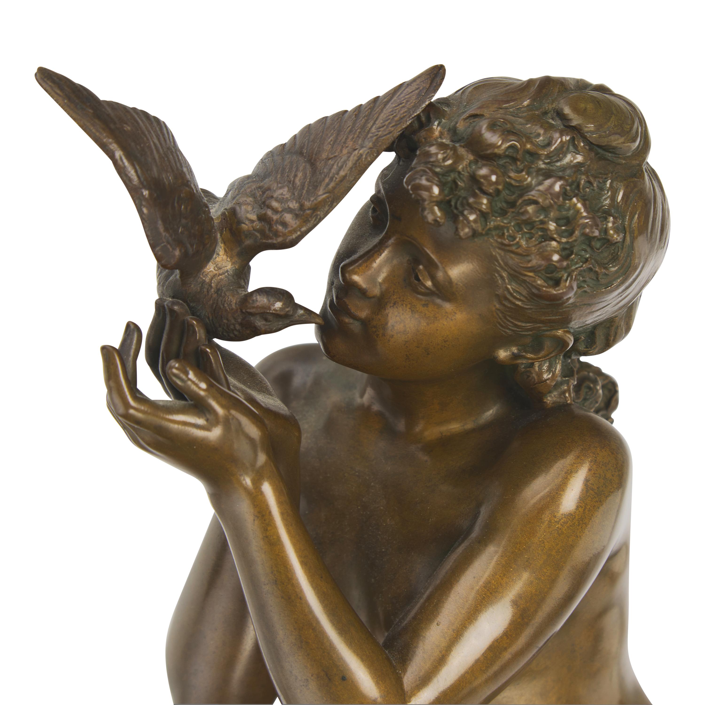 Mathurin Moreau (French, 1822-1912) — Jeune femme aux oiseaux