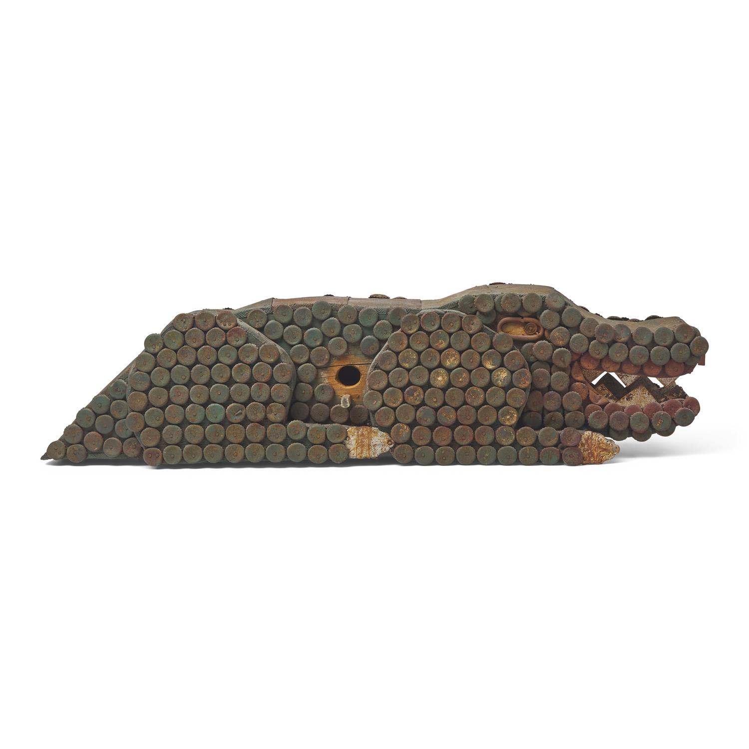 A Found Object Alligator-Form Bird House