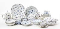 An Assembled Partial Blue Denmark Dinnerware Set Diameter of dinner plates 10 inches. — SECOND HALF 20TH CENTURY
