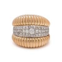 YELLOW GOLD, PLATINUM AND DIAMOND RING