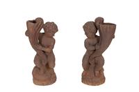 A Pair of Cast Iron Garden Cherubs