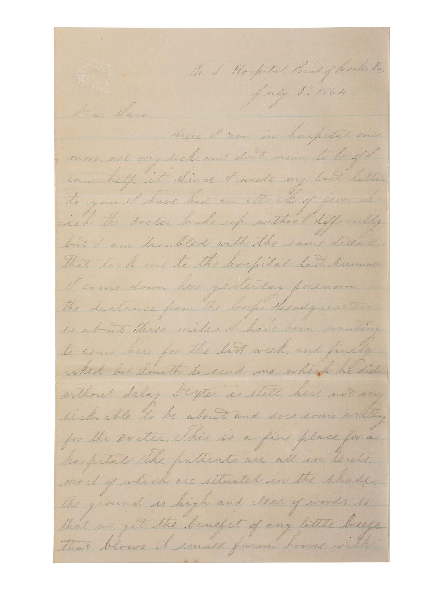 [CIVIL WAR]. War-date letters of Corporal Edwin J. Barden, 7th Regiment Connecticut Volunteer Infantry, combat soldier and later clerk at Headquarters Department of the South, Headquarters X Corps, and Headquarters US Army, Office of Chief Commissary.