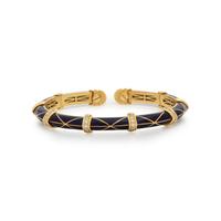 SUSY MOR, YELLOW GOLD, ENAMEL, AND DIAMOND BANGLE BRACELET