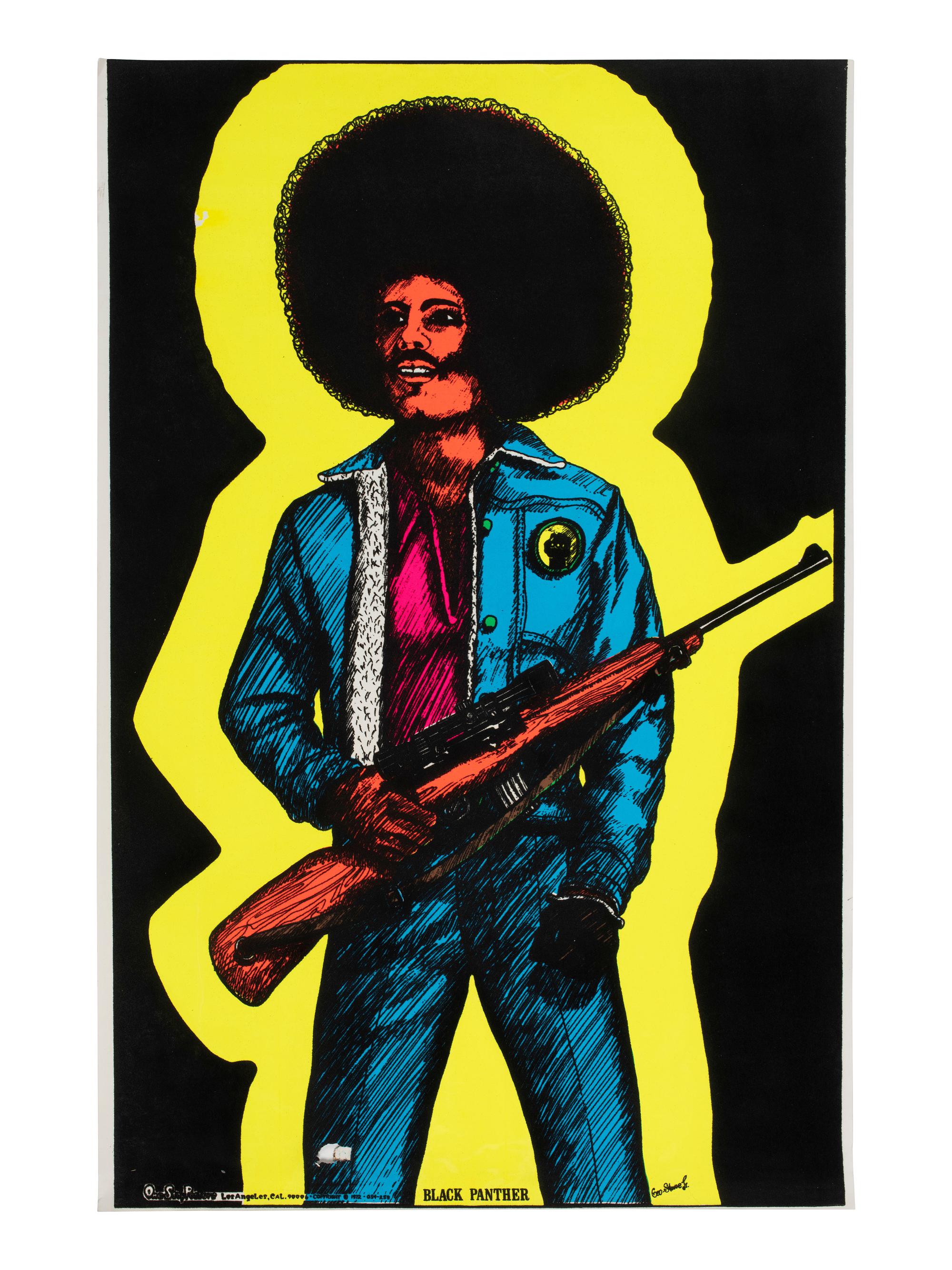 [BLACK POWER]. A group of 9 Black Power blacklight/Day-Glo posters, incl. velvet example.