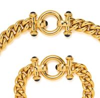 YELLOW GOLD AND SAPPHIRE NECKLACE AND BRACELET
