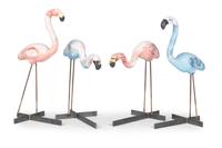 Four Cast Cement and Iron Pool Flamingos