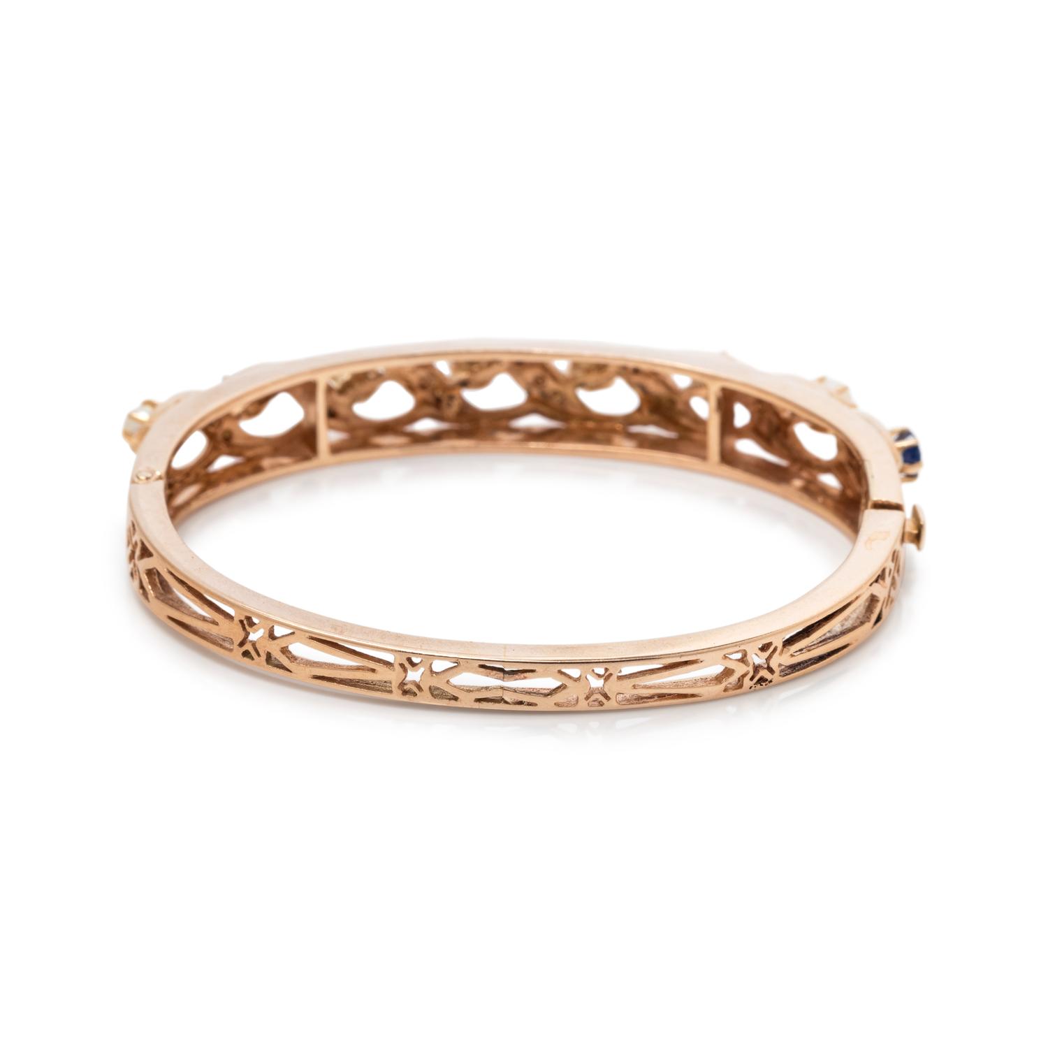 CULTURED PEARL AND SAPPHIRE BANGLE BRACELET