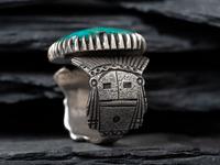 Silver and Royston Turquoise Ring, with Yei Band