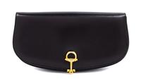 A Gucci Black Leather Vintage Clutch, 5" H x 9.5" W x 1.5" D.