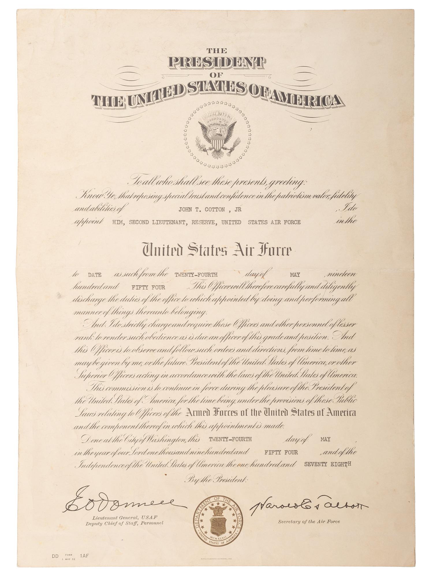 [WORLD WAR II]. Archive of more than 30 items identified to African American Captain John T. Cotton, Jr.