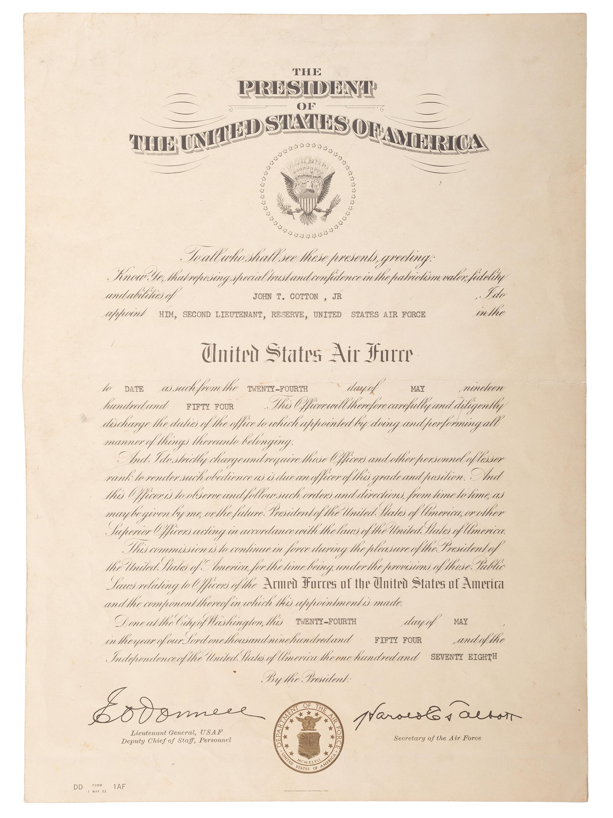 [WORLD WAR II]. Archive of more than 30 items identified to African American Captain John T. Cotton, Jr.