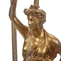 A Pair of Louis XV Style Gilt Bronze Figural Lanterns