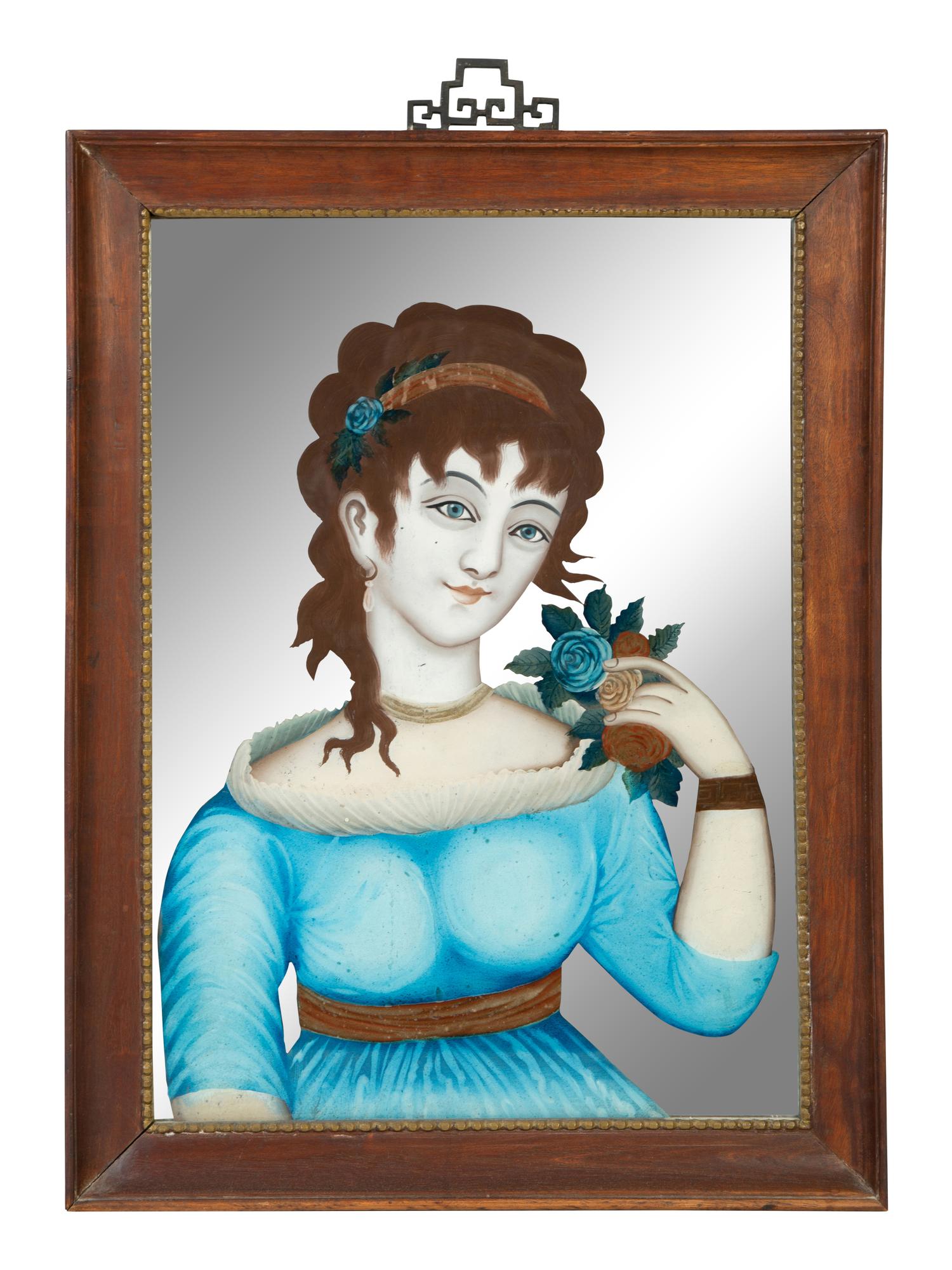 A Chinese Export Reverse Painted Portrait of a Lady — 18TH CENTURY