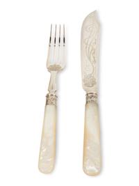 An Edwardian Silver and Mother-of-Pearl Fish Service