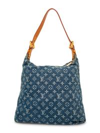 LOUIS VUITTON, DENIM MONOGRAM BAGGY SHOULDER BAG