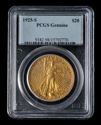 A United States 1925-S St. Gaudens $20 Gold Coin
