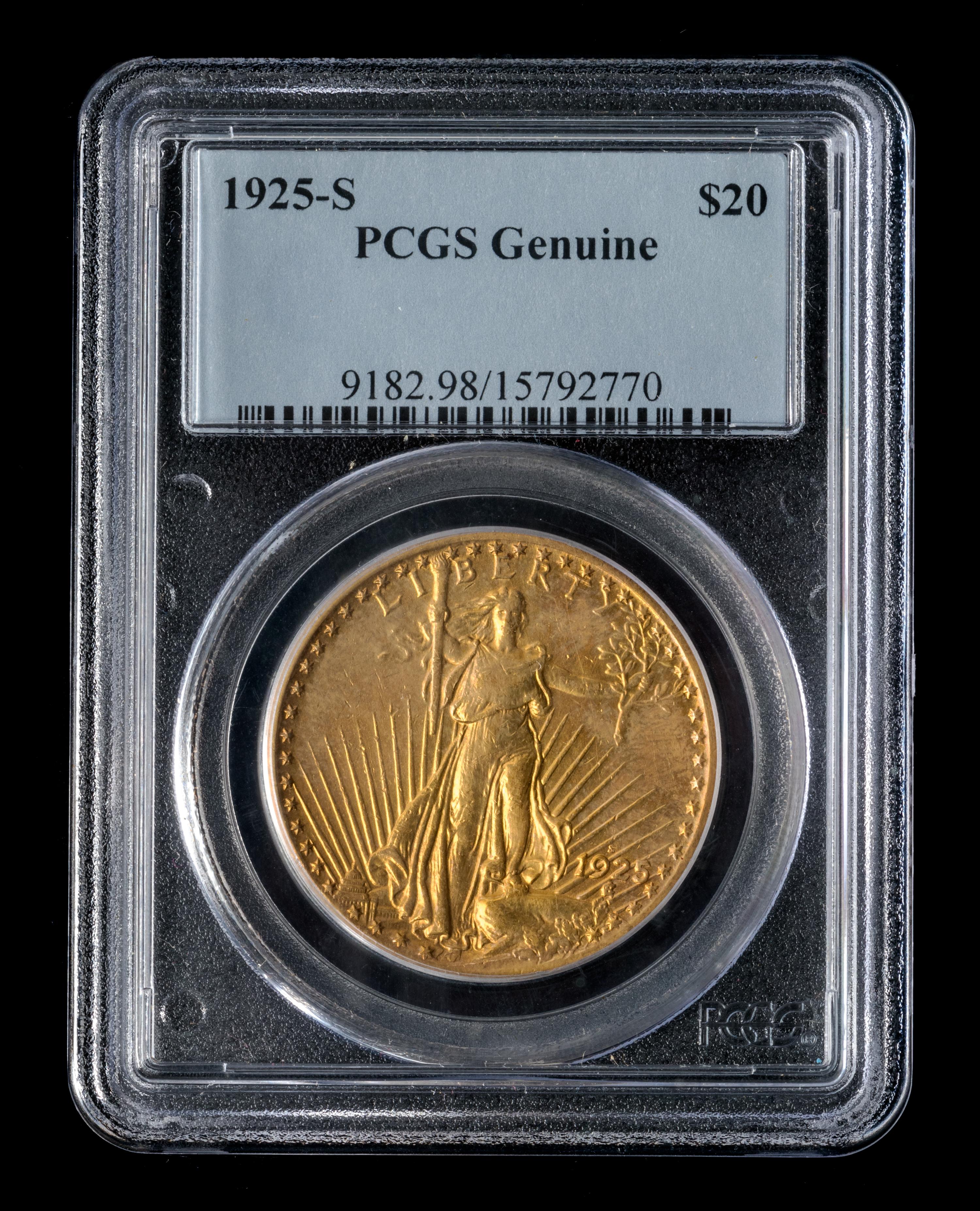 A United States 1925-S St. Gaudens $20 Gold Coin