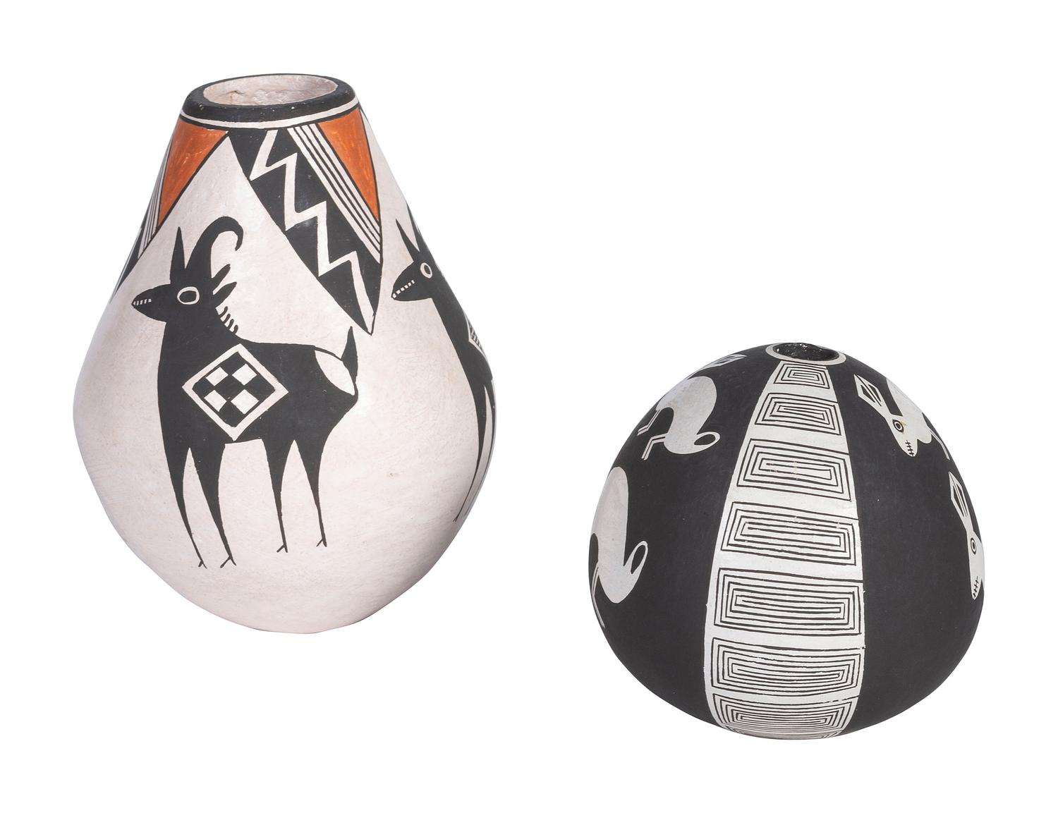 Pottery Vases, Decorated with Rabbits and Bighorn Sheep