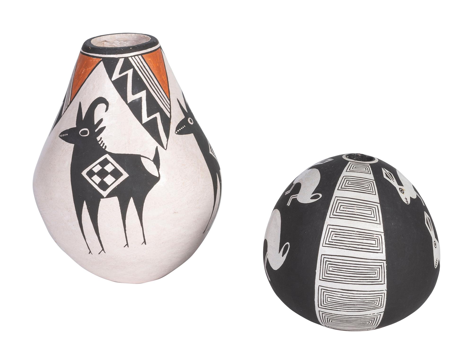 Pottery Vases, Decorated with Rabbits and Bighorn Sheep