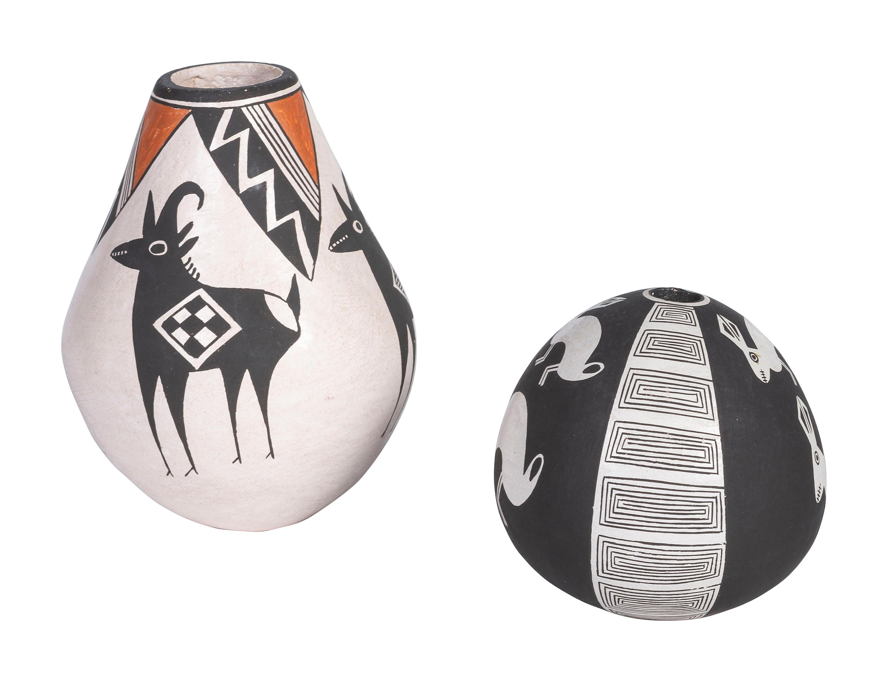 Pottery Vases, Decorated with Rabbits and Bighorn Sheep