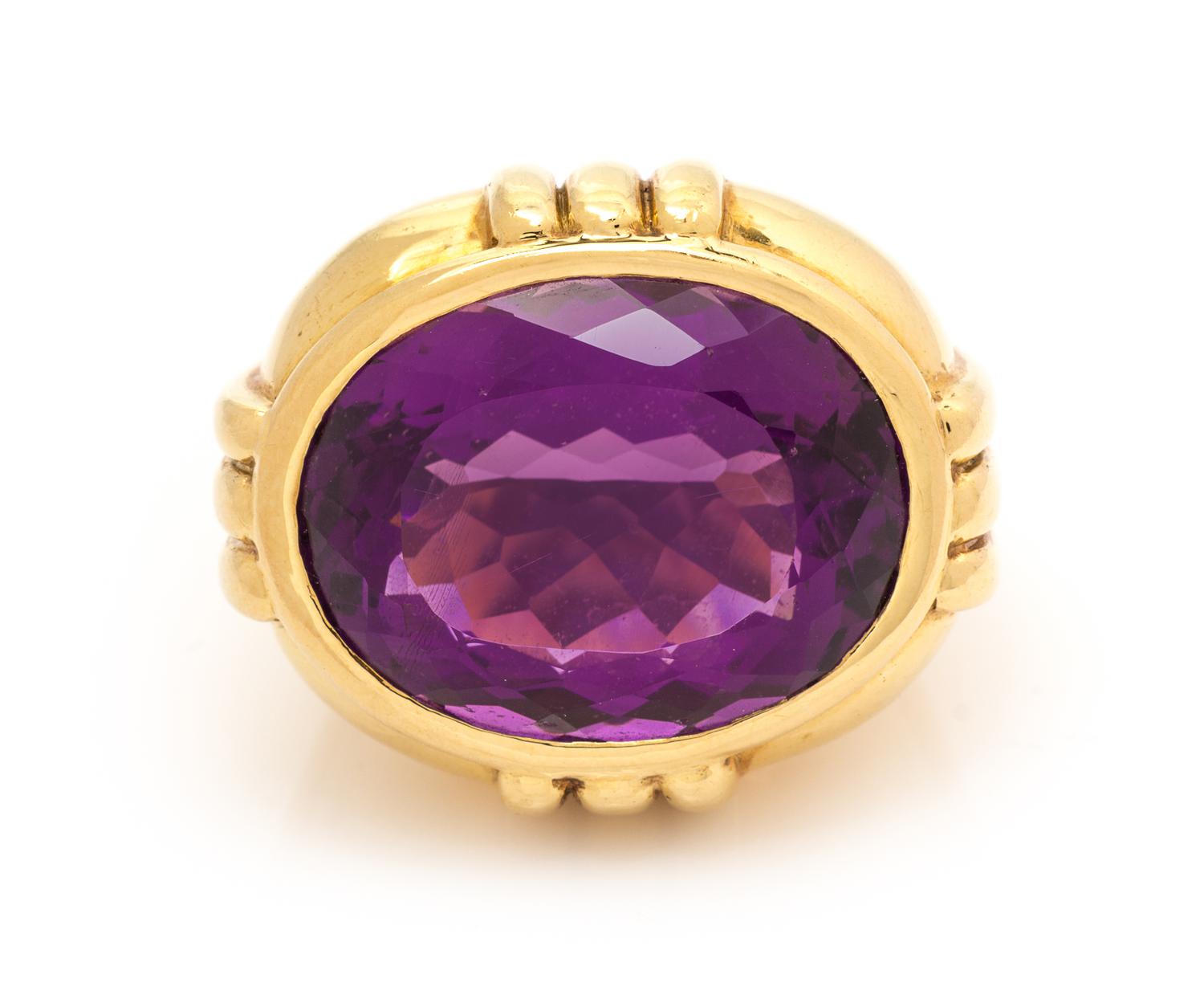 An 18 Karat Yellow Gold and Amethyst Ring, Susan Berman, 25.60 dwts.