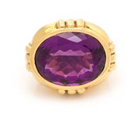 An 18 Karat Yellow Gold and Amethyst Ring, Susan Berman, 25.60 dwts.