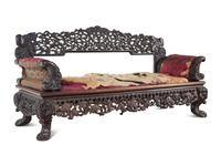 A Chinese Export Carved Hardwood Sofa